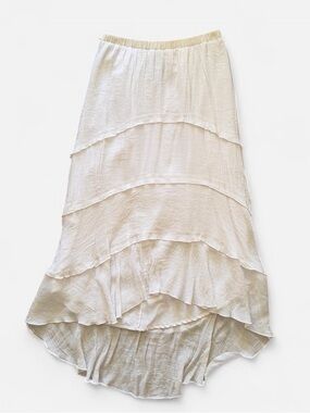 White Tiered High-Low Maxi Skirt